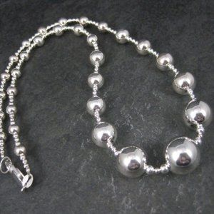 Sterling Graduated Bead Necklace 20 Inches